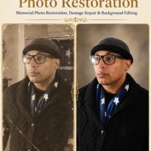 Damaged Photo Repair service for old scratched faded photo restoration and color enhancement