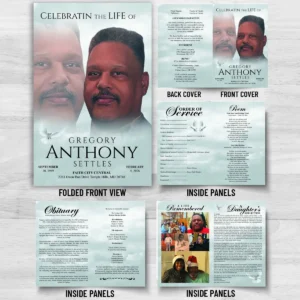 Memorial Service Booklet with obituary, Order of Service, poem, acknowledgements and family memory pages