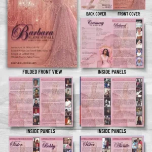 Memorial Tribute Booklet with biography, Ceremony Order, family letters and photo memory pages