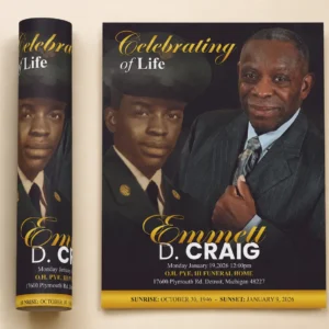 Funeral Announcement Digital Flyer for Emmett D Craig at O H Pye III Funeral Home in Detroit Michigan