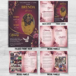 Pastor Funeral Program for Brenda Joyce at King Solomon Missionary Baptist Church in Monroe Louisiana with 8 page memorial booklet