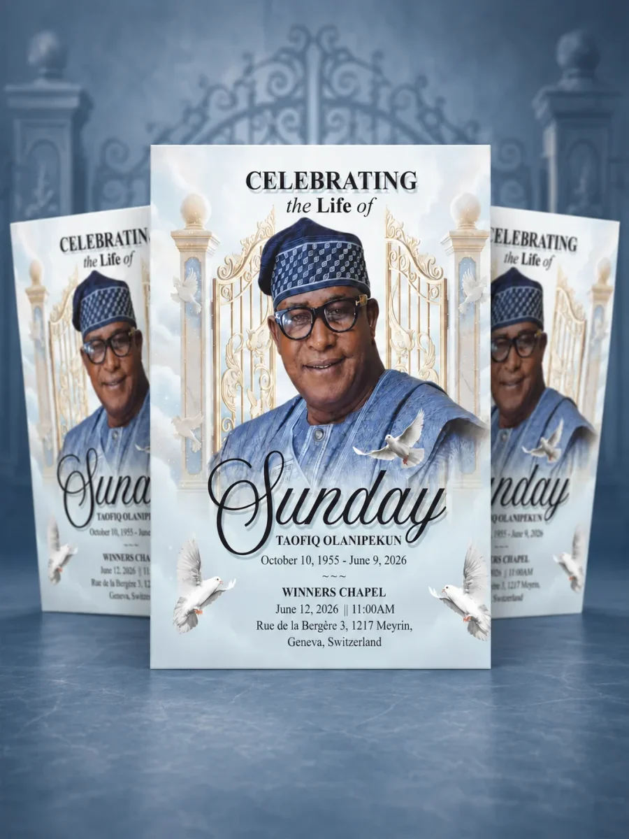 Custom funeral flyer design with photo and funeral service details